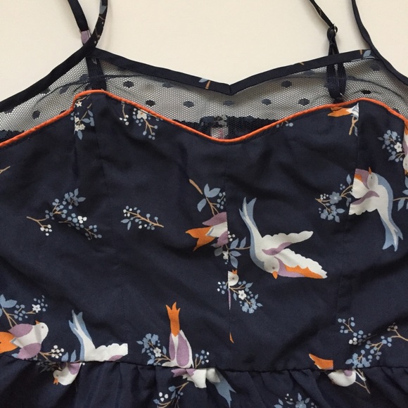 Sweet Sparrow Bird Print High Low Navy Blue Dress - Picture 8 of 8